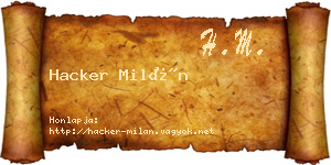 Hacker Milán névjegykártya